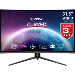 MSI - MSI G32CQ5P CURVED 1500R VA 2560X1440 (WQHD) 16:9 170HZ 1MS ADAPTIVE SYNC GAMING MONITOR