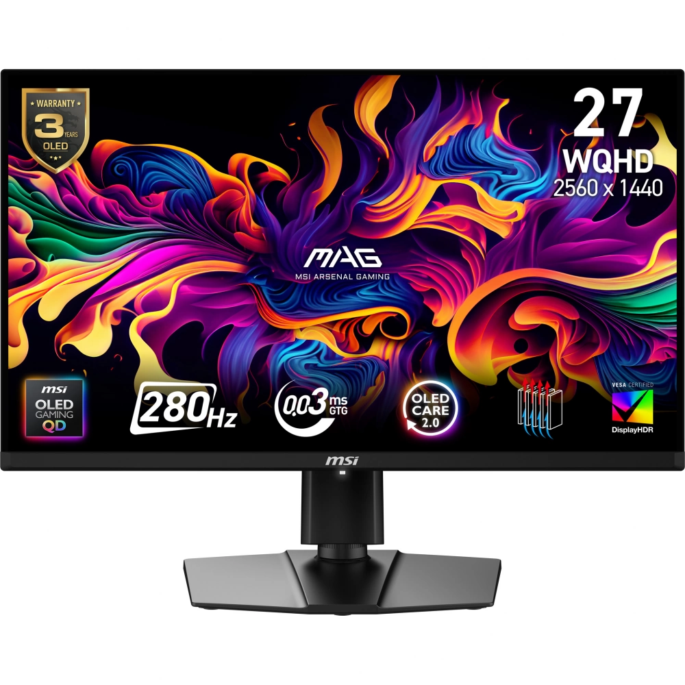 MSI - MSI MAG 271QP QD-OLED X28 26.5 2560x1440 16:9 FLAT QD-OLED 280HZ 0.03MS FREESYNC PREMIUM PRO PIVOT GAMING MONITOR