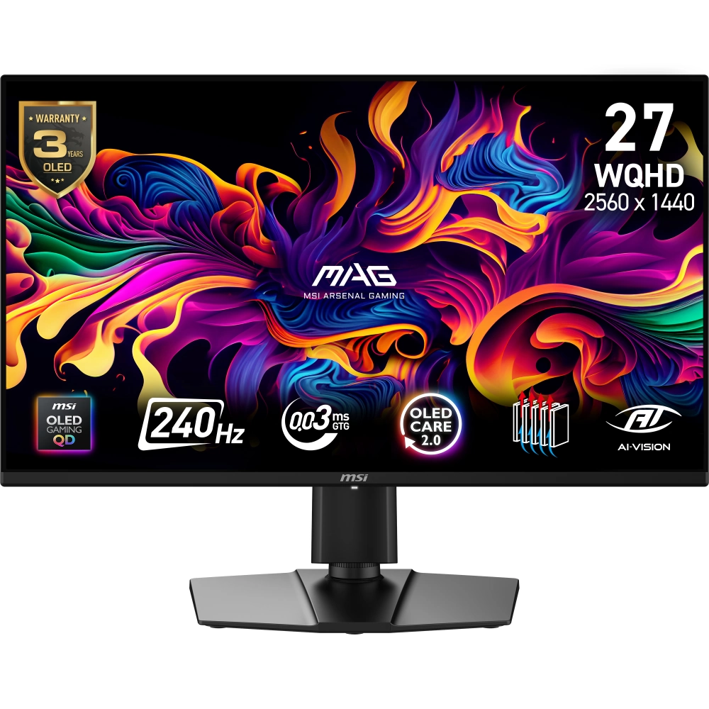 MSI MAG 274QP QD-OLED X24 26.5 2560x1440 WQHD 16:9 FLAT QD-OLED 240HZ 0.03MS FREESYNC PREMIUM PIVOT GAMING MONITOR - Thumbnail