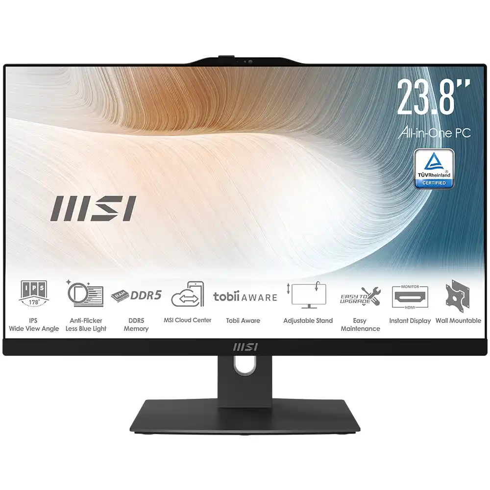 MSI - MSI MODERN AM242P 1M-1421XTR 23.8 FHD (1920X1080) CORE 5 120U 16GB DDR5 512GB SSD FDOS SIYAH AIO PC