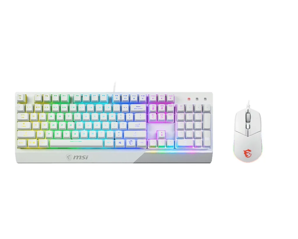 MSI Vigor GK30 Combo White RGB Türkçe Clutch GM11 White Gaming Klavye Mouse Set Beyaz - Thumbnail