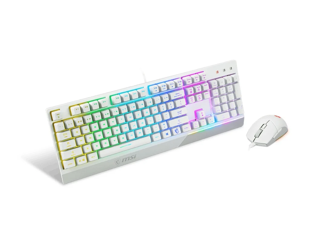 MSI Vigor GK30 Combo White RGB Türkçe Clutch GM11 White Gaming Klavye Mouse Set Beyaz - Thumbnail