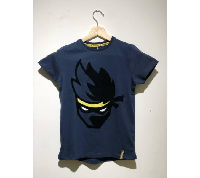 Ninja Flocked Lacivert Çocuk T-Shirt 10-11 Yaş