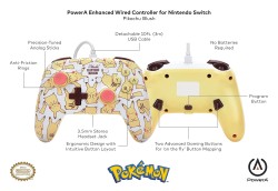 Nintendo Switch PowerA Enhanced Kablolu Oyun Kumandası Pikachu Electric Type Pattern - Thumbnail