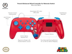 Nintendo Switch PowerA Enhanced Kablolu Oyun Kumandası Woo Hoo Mario - Thumbnail