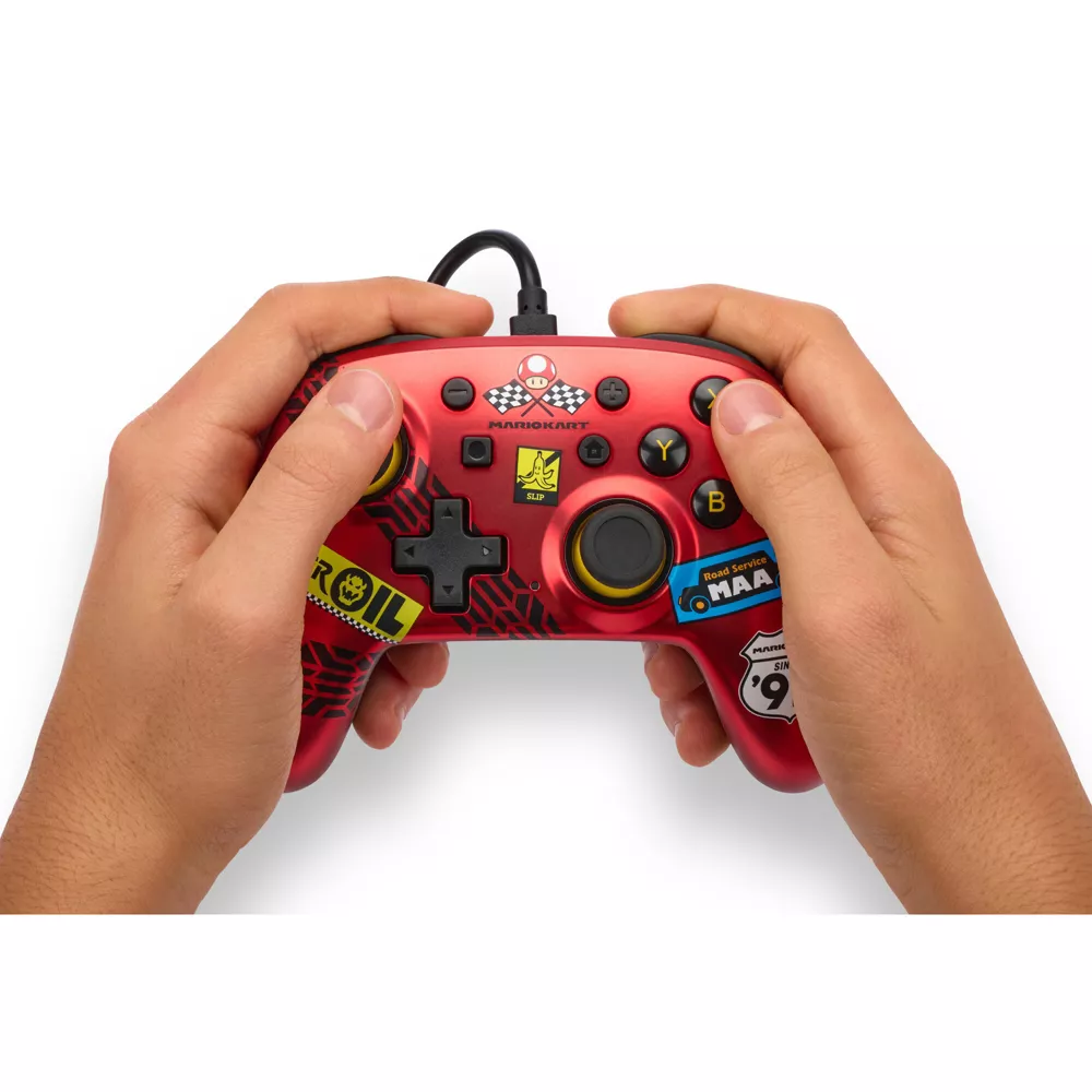 Nintendo Switch PowerA Nano Kablolu Oyun Kumandası Mario Kart Red Racer - Thumbnail