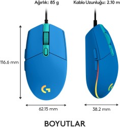 Logitech G102 Lightsync Gaming Mouse Mavi - Thumbnail