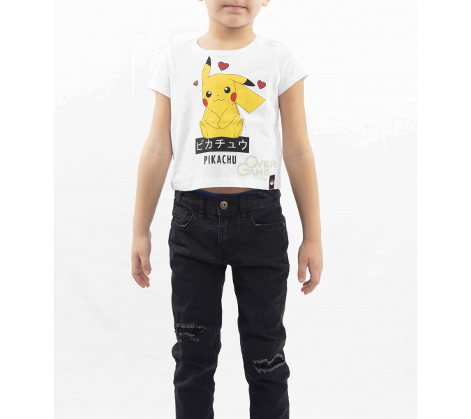 Pikachu Heart Baskılı Beyaz Çocuk T-Shirt 6 Yaş