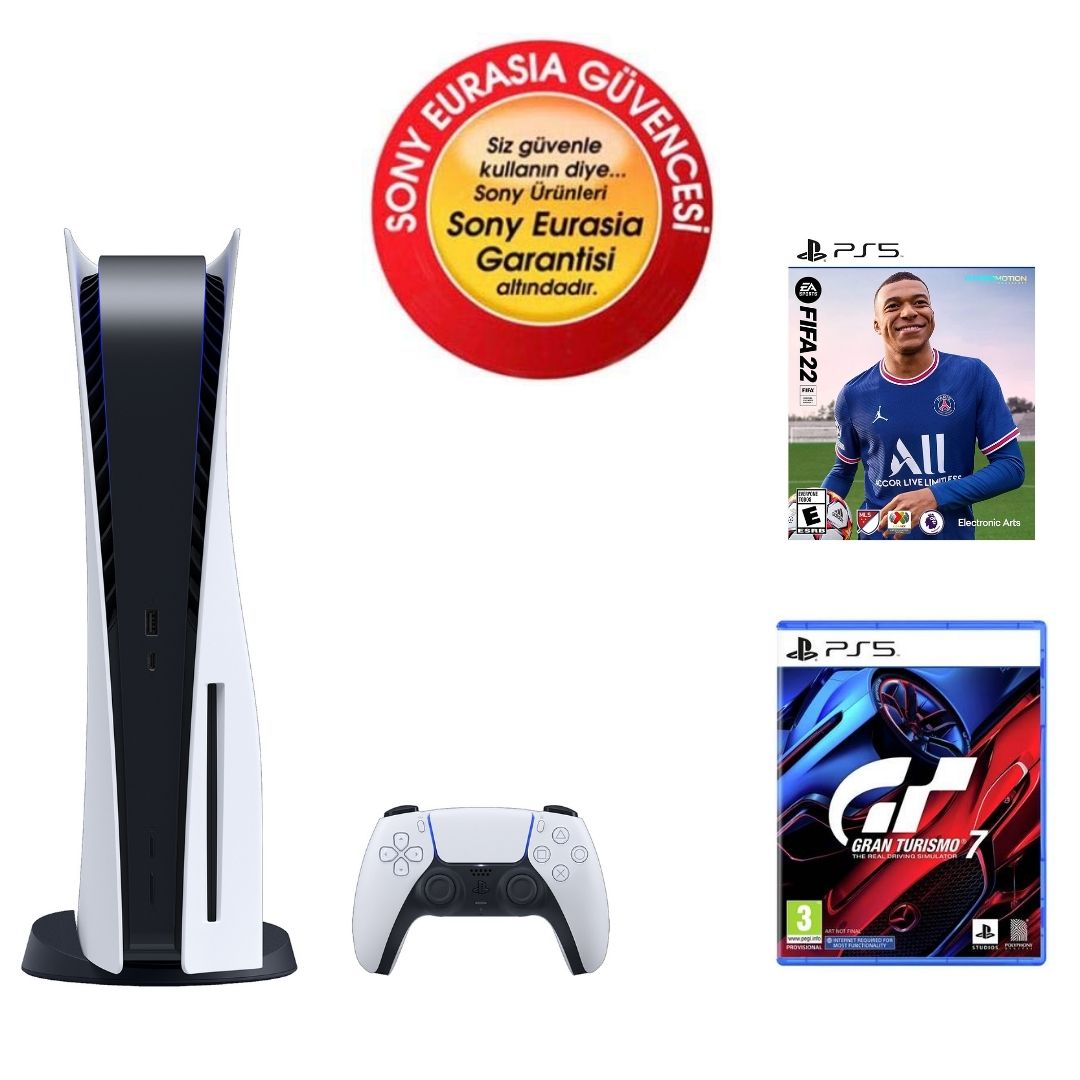 PlayStation 5 Diskli Konsol + FIFA 22 + Gran Turismo 7