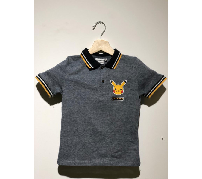 Pokemon Nakışlı Polo Yaka Lacivert Çocuk T-Shirt 5-6 Yaş