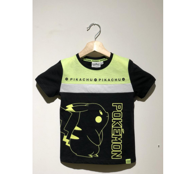 Pokemon Pikachu Fosforlu Siyah Çocuk T-Shirt 12 yaş