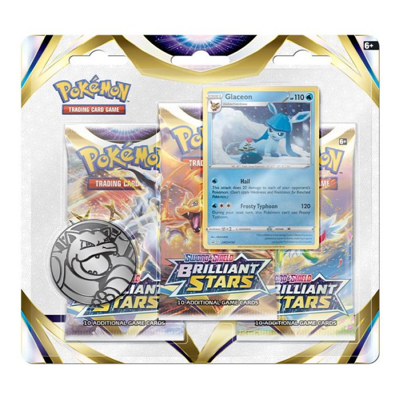 Pokemon Trading Card Game Brilliant Stars 3 Pack Blister Glaceon