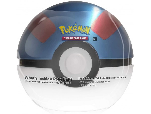 Pokemon Trading Card Game Pokeball Tin Best of 2021 Great Ball + 3 Booster Pack