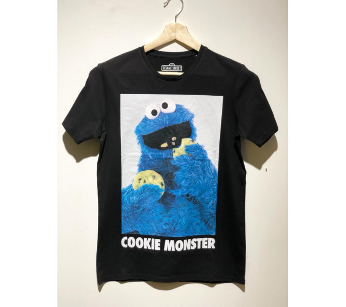Sesame Street Cookie Monster Siyah T-Shirt Large