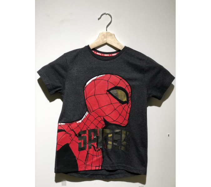 Spiderman Head K. Gri Çocuk T-Shirt 5-6 Yaş