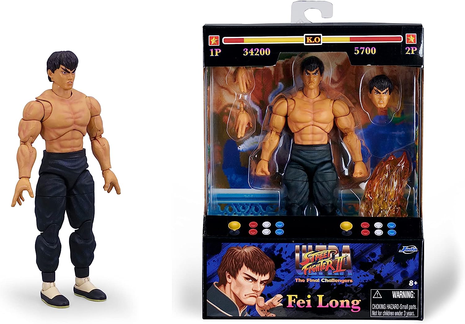 Jada Toys street fighter ii 6 fei long action figure, toys for