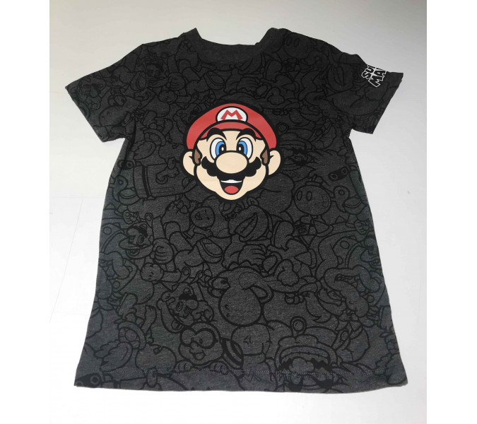 Super Mario Big Head Baskılı K. Gri Çocuk T-Shirt 7-8 Yaş