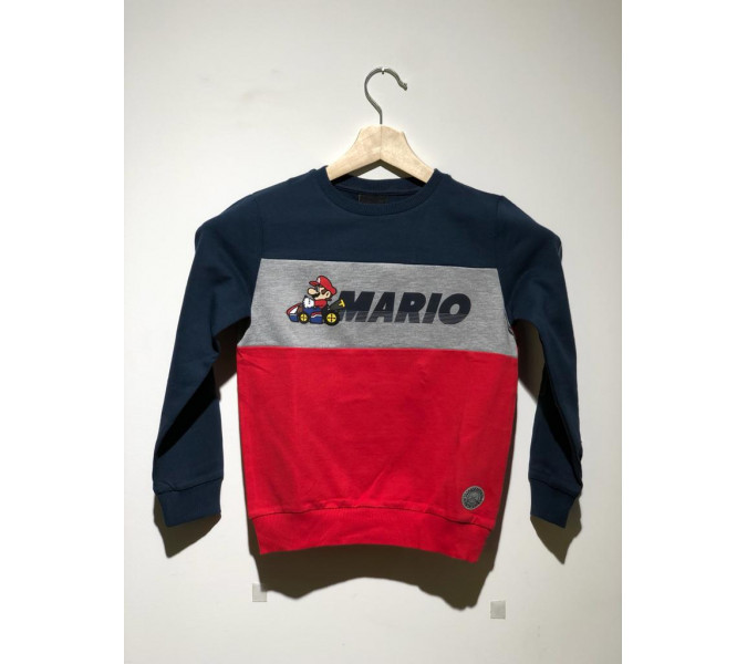 Super Mario Kırmızı-Lacivert Çocuk Sweatshirt 12 Yaş